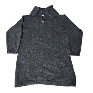 All in Favor Gray Sweater Cowl Neck Zip Long Sleeve Wool Blend Neutral Preppy L